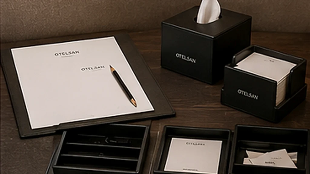 Completed hotel desk arrangement prepared to a consistent standard
