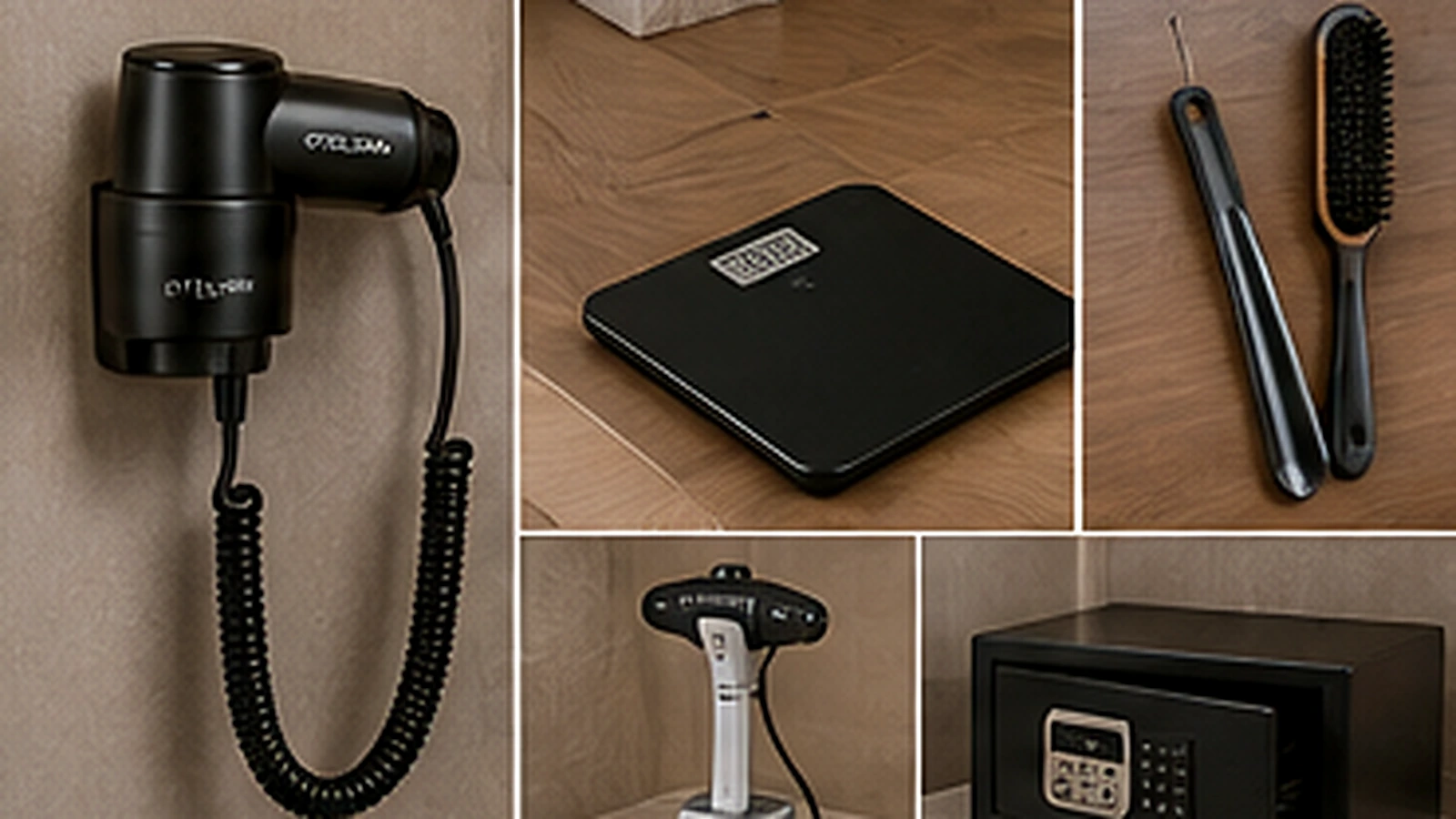 Premium hotel in-room convenience equipment arranged in guest room